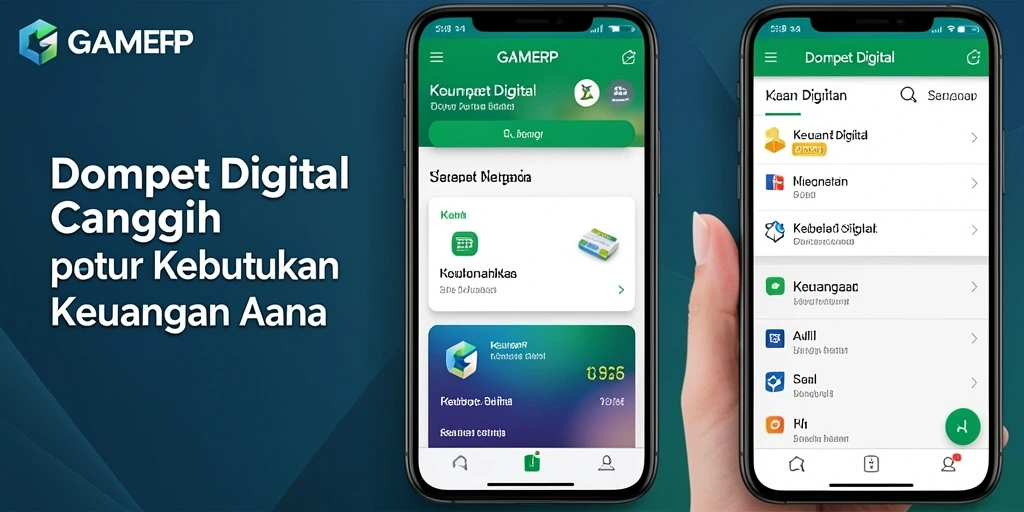 Antarmuka pengguna GAMERP menampilkan fitur-fitur Dompet Digital yang mudah diakses.