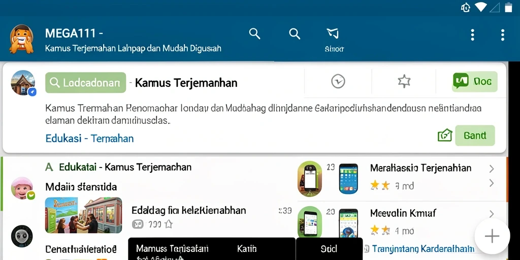 Tampilan antarmuka MEGA111 yang user-friendly dan fitur terjemahan.