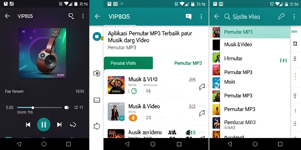 Tampilan antarmuka <strong>VIP805</strong> yang intuitif dan menarik saat memutar MP3.