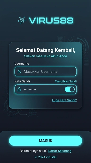 Tampilan halaman login virus88